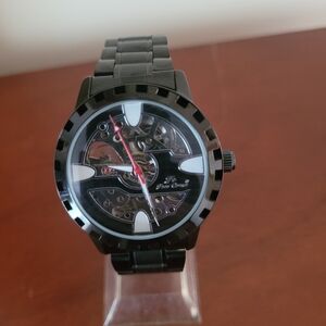 New Men's Black Automatic Skeleton Watch